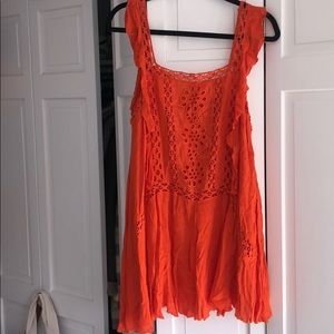 Free People Crochet Orange Tunic